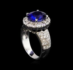 14KT White Gold 4.79 ctw Sapphire and Diamond Ring