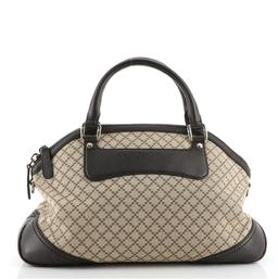 Gucci Brown Diamante Canvas Leather Cathrine Top Handle Shoulder Bag