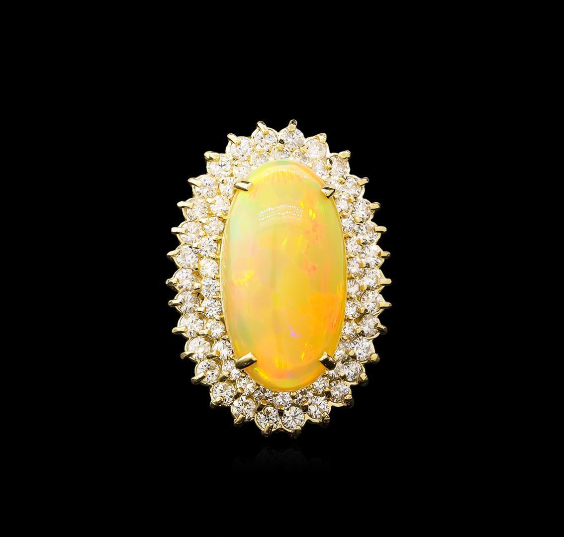 14.56 ctw Opal and Diamond Ring - 14KT Yellow Gold