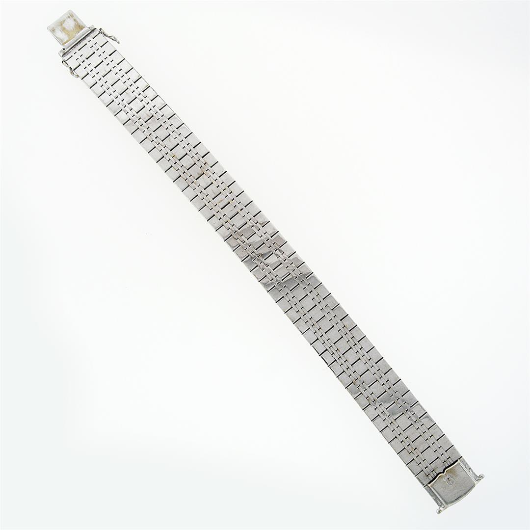 Vintage 18k White Gold 2.40 ctw Round Diamond 15mm Wide Brick Mesh Link Bracelet