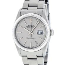 Rolex Mens Stainless Steel Quickset Gray Index White Gold Fluted Bezel Oyster Ba