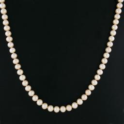 Classic 8-8.5mm Cultured Pearl Strand Necklace w/ 14k Gold Diamond Cut Clasp