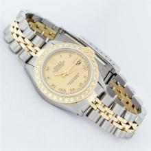 Rolex Ladies 2T Yellow Gold & Stainless Steel Champagne Roman Wristwatch 26MM