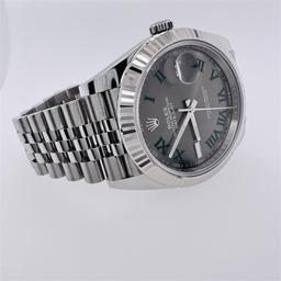 Rolex Datejust 41mm Wimbledon Jubilee Band and Fluted Bezel Wristwatch