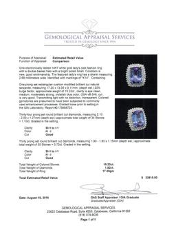 GIA Cert 19.22 ctw Tanzanite and Diamond Ring - 14KT White Gold