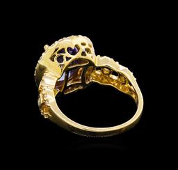 14KT Yellow Gold 3.43 ctw Tanzanite and Diamond Ring