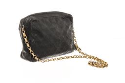 Chanel Black Leather Diagnorial Camera Bag