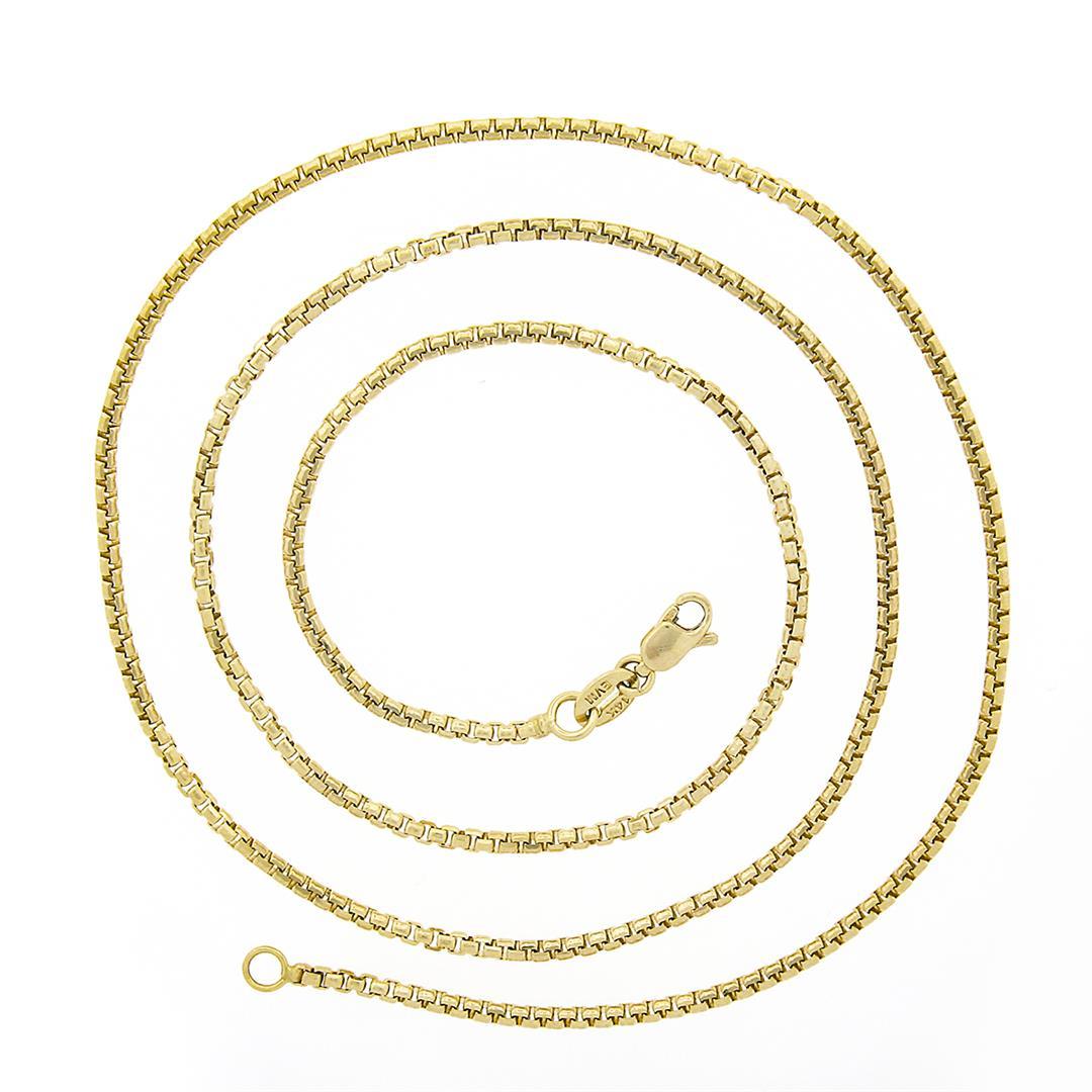 NEW 14K Yellow Gold 18" Long 1.6mm Rounded Beveled Box Link Chain Necklace