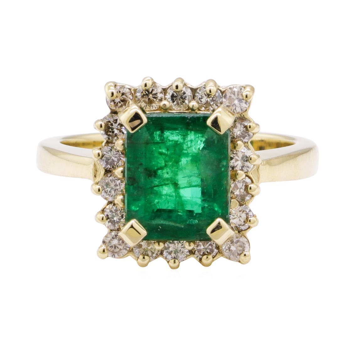 2.90 ctw Emerald and Diamond Ring - 14KT Yellow Gold