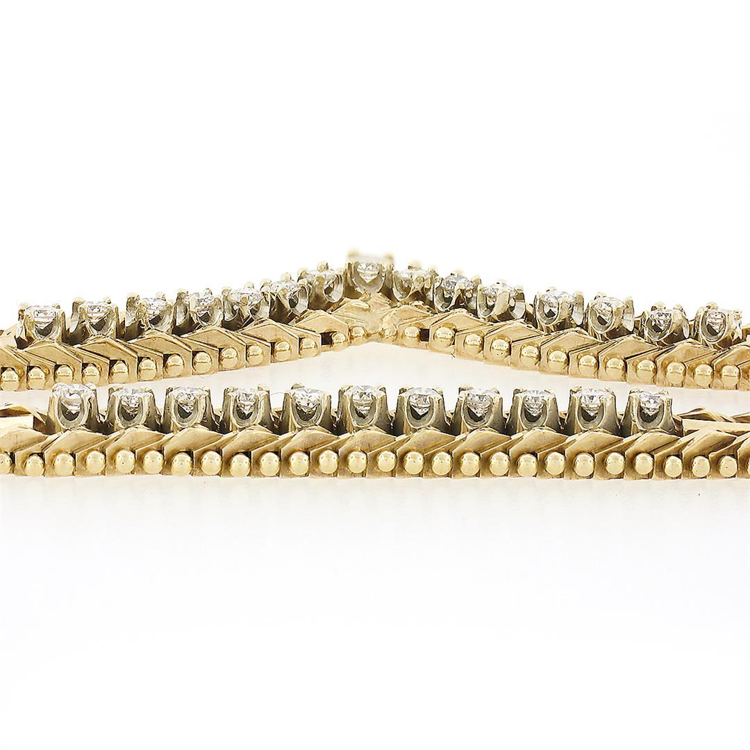 Fancy Italian 14k Gold Diamond V Link Chevron Necklace & Matching Bracelet Set