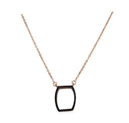 Black CZ Pendant Necklace - Rose Gold Plated
