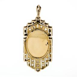 Antique Fancy 18k Gold Platinum Rose Cut Diamond Picture Portrait Frame Pendant