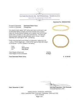 12.47 ctw Diamond Tennis Bracelet - 14KT Yellow Gold