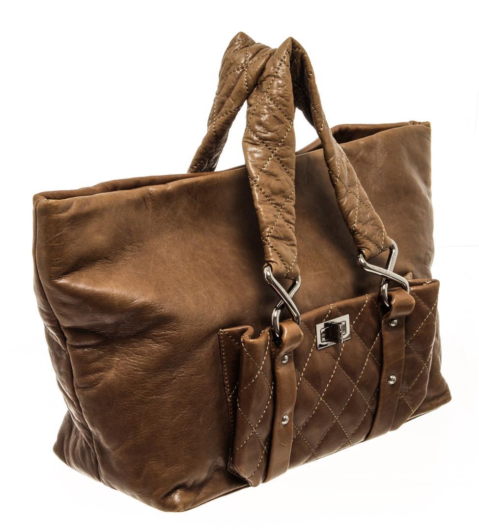 Chanel Brown Lambskin Leather Wild Stitch Shoulder Bag