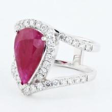 3.36 ctw Ruby and 0.85 ctw Diamond 18K White Gold Ring