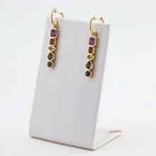 5.16 ctw Multi-Color Sapphire 14K Yellow Gold Earrings