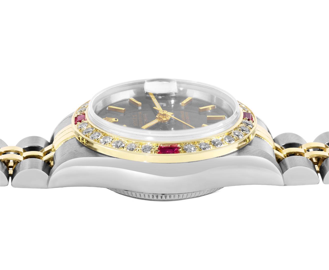 Rolex Quickset Ladies 2Tone 18K Gold Diamond And Ruby Datejust Watch