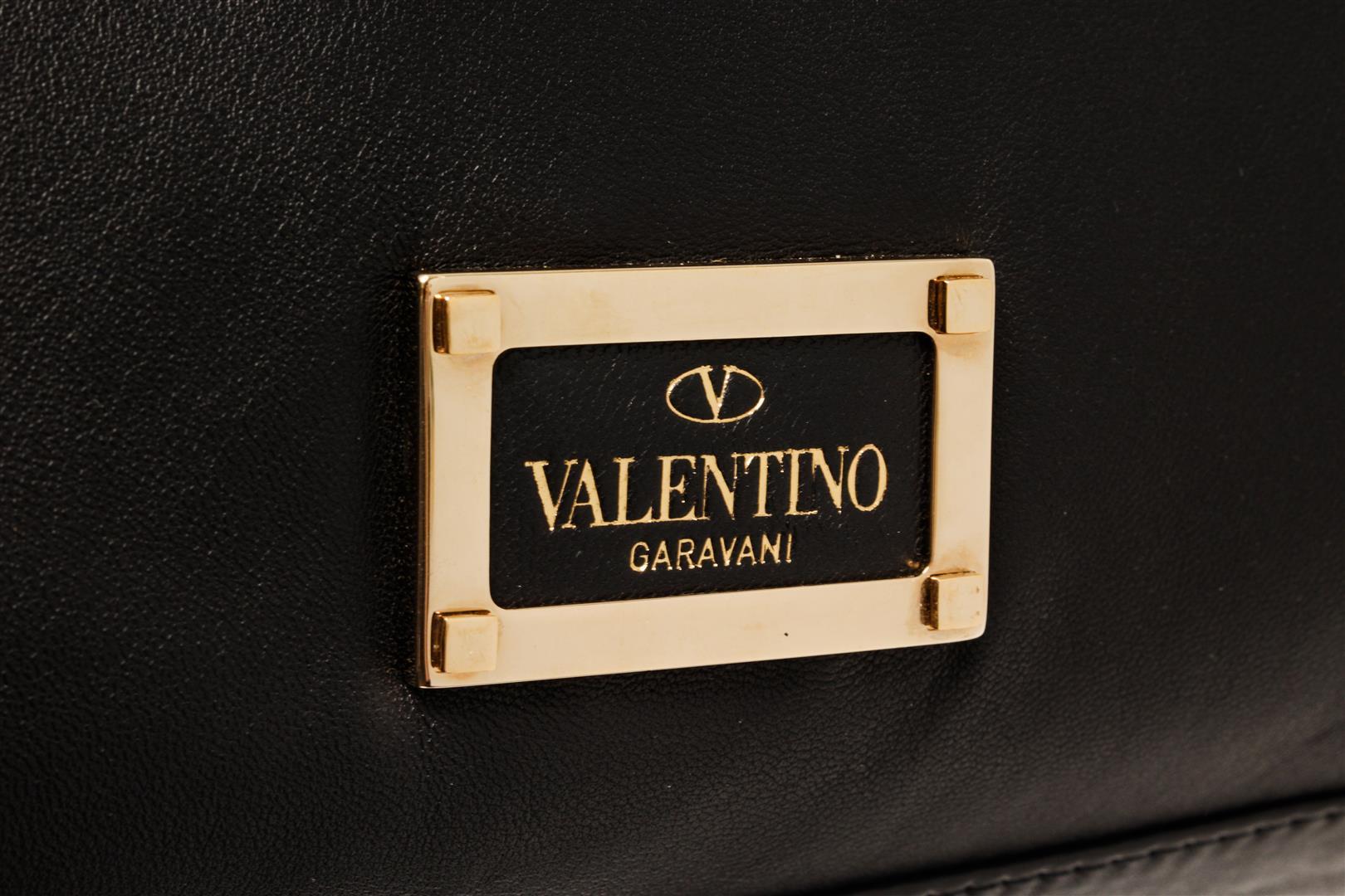 Valentino Black Leather Bow Convertible Handbag