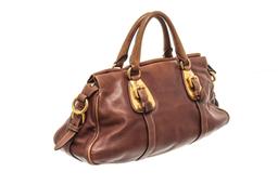Prada Brown Leather 2 Way Bag