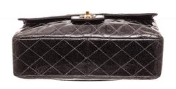 Chanel Black Glitter Patent Leather Jumbo Flap Shoulder Bag