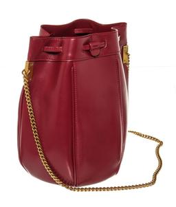 Saint Laurent YSL Burgundy Smooth Leather Talitha Bucket Bag