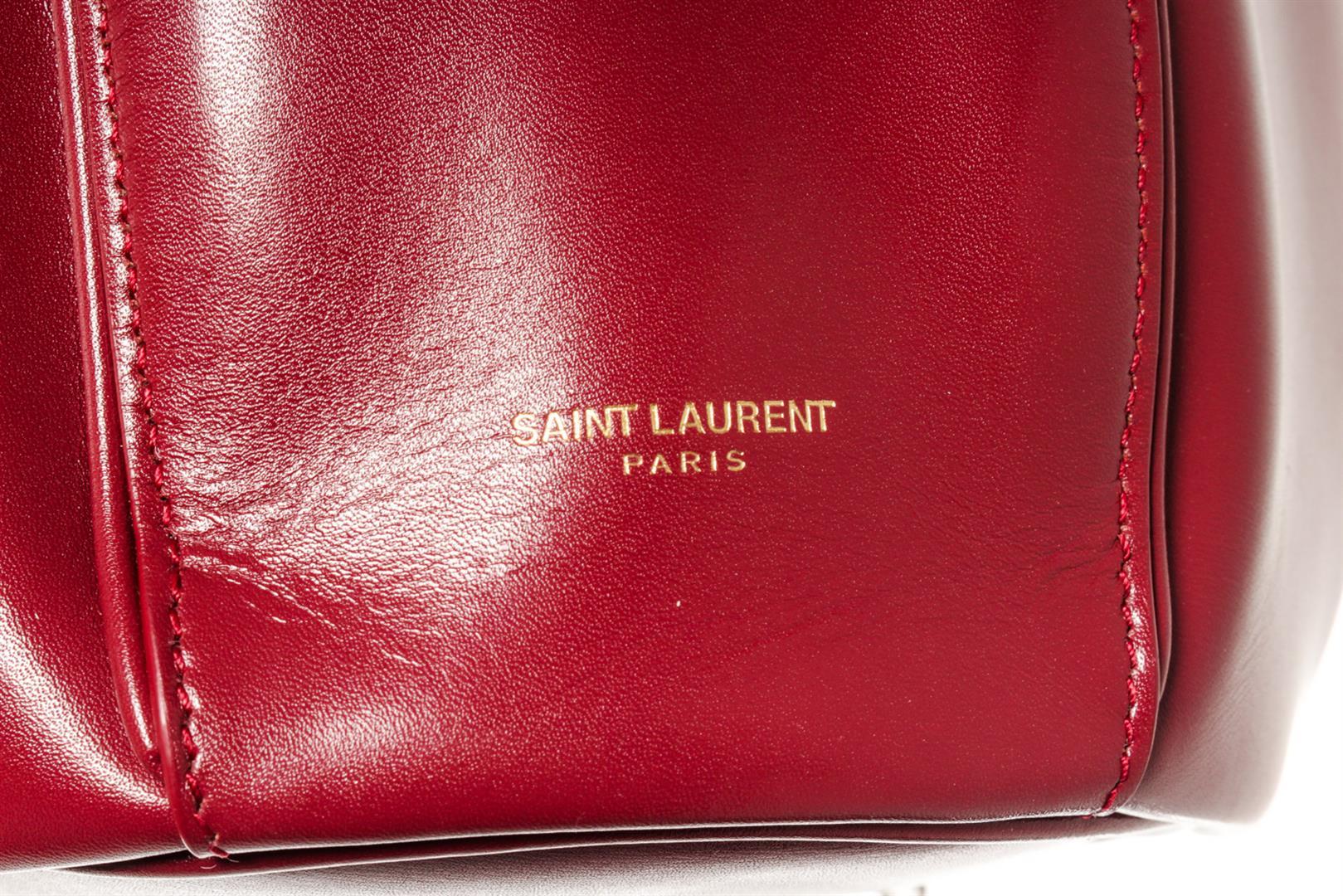 Saint Laurent YSL Burgundy Smooth Leather Talitha Bucket Bag