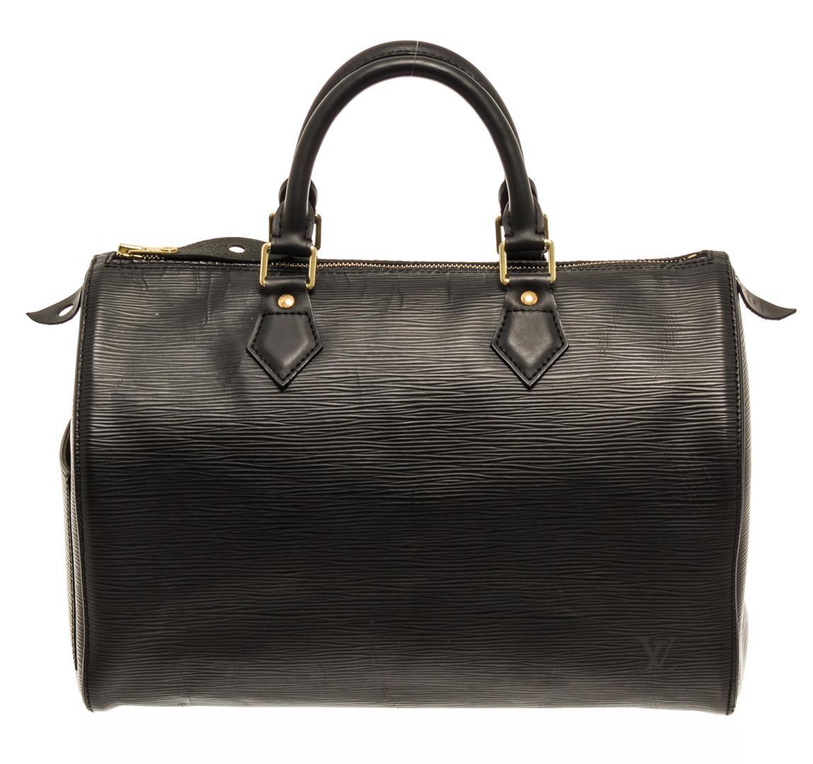 Louis Vuitton Castilian Black Leather Speedy 30 Boston Bag