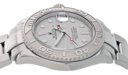 Rolex Mens Stainless Steel Platinum Dial 40MM Yacht Master Wristwatch