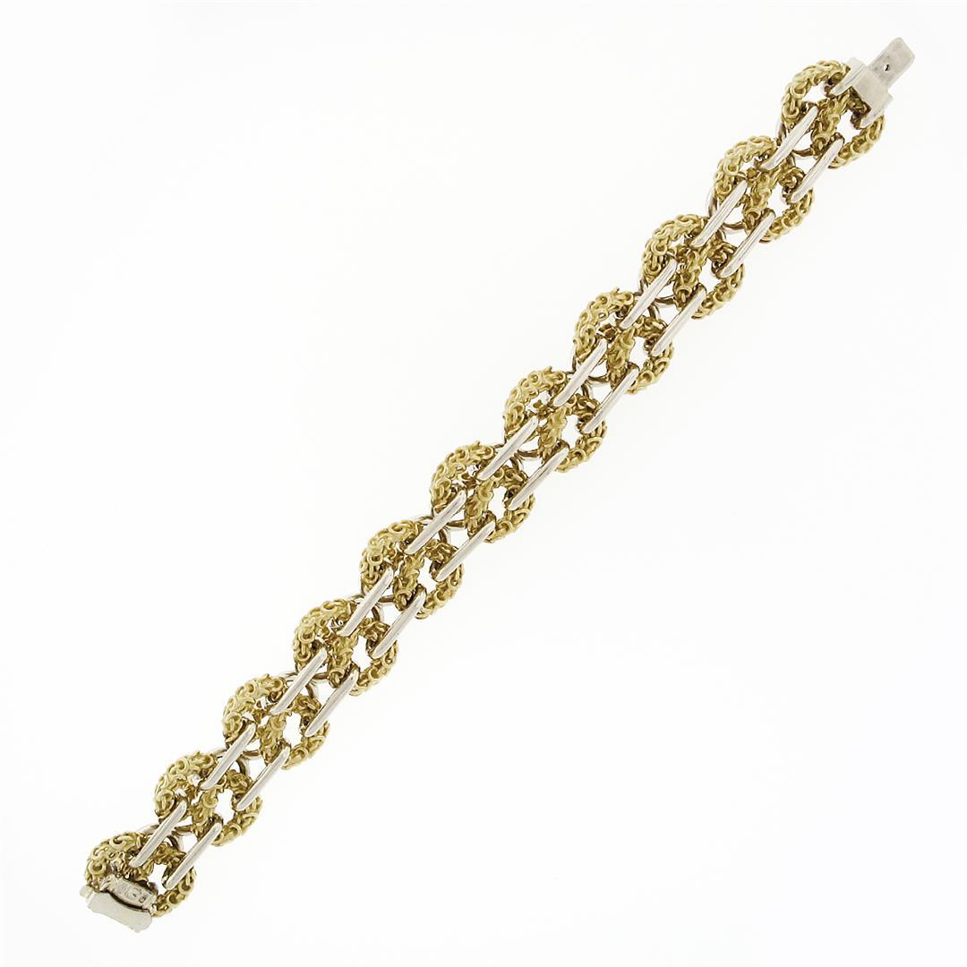 HEAVY 18k Yellow & White Gold 7" 18.6mm Wide 3D Infinity Knot Chain Bracelet