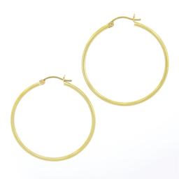 NEW Classic Solid 14K Yellow Gold 1.55" Plain Polished Round Hoop Snap Earrings