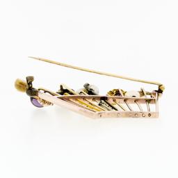Antique Victorian Custom 14k Gold 11 Stick Pin Gemstone Pearl Tiara Crown Brooch