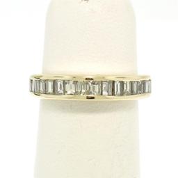 14k Yellow Gold 1.00 ctw Baguette Diamond Channel Domed Wedding Band Ring