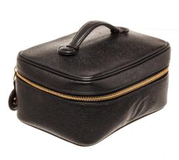 Chanel Black Caviar Leather Vanity Case Bag