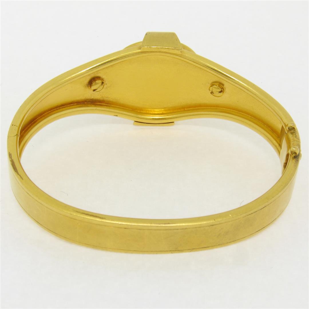 Antique Victorian Etruscan 18K Gold Natural Pearl w/ Enamel Open Bangle Bracelet