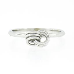 Petite 18K White Gold Simple Polished Interlocking Triple Wire Open Knot Ring