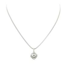 0.64 ctw Diamond and Pearl Pendant & Chain - 14KT White Gold