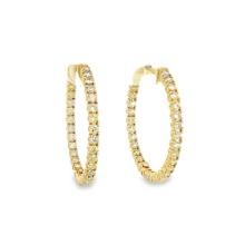 1.80 ctw Diamond Hoop Earrings - 14KT Yellow Gold