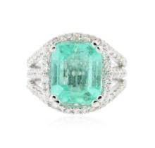 14KT White Gold 5.58 ctw Emerald and Diamond Ring