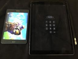 Apple iPad Pro,WiFi and cellular,model A1652,locked, Samsung tablet,locked,cracked screen