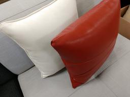 NEW Red/Orange And White Leather Decorator Pillows