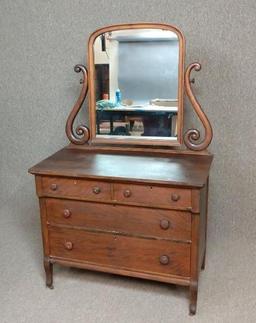 Antique 4 Drawer Dresser With Mirror