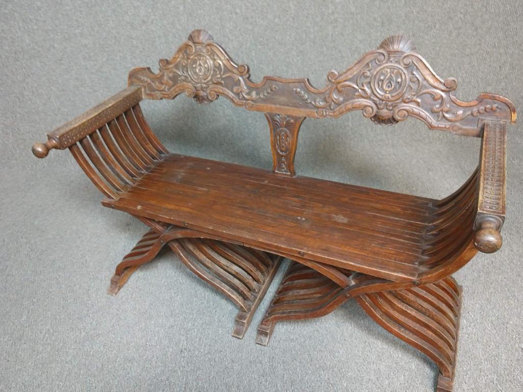 Antique Hand Carved Bench
