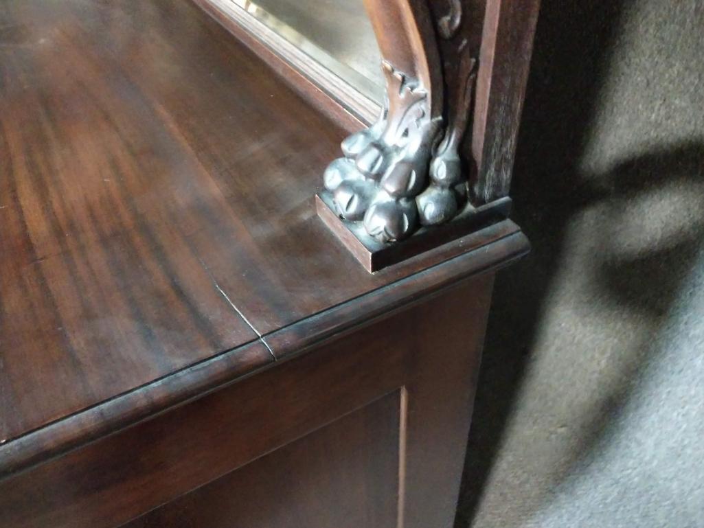 Antique Hand Carved Sideboard With Mirror
