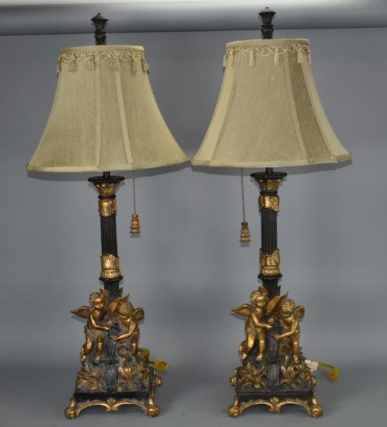 2 Cherub Sculpture Table Lamps