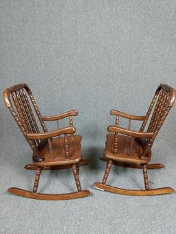 2 Spindle Back Childrens Rocking Chairs