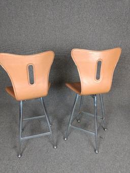 2 Modern Leather Barstools