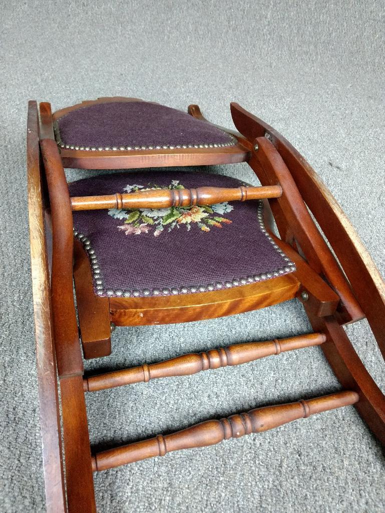 Antique Needlepoint Rocking Chair