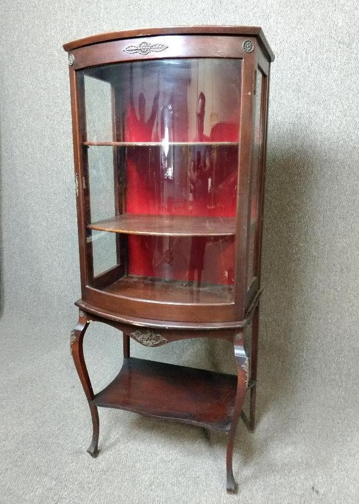 Vintage Bow Front Glass Curio Cabinet