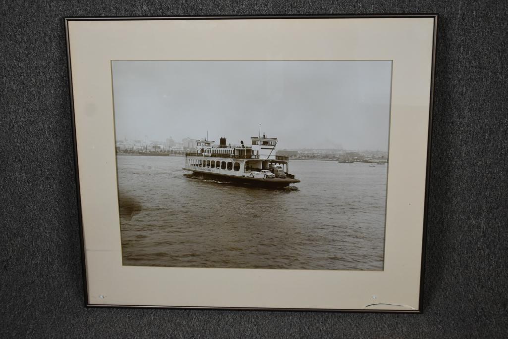 Vintage Framed Photograph Of The San Diego Coronado Ferry