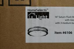 2 Home Selects 16in Saturn Flush Mount Ceiling Light With Glass Globe